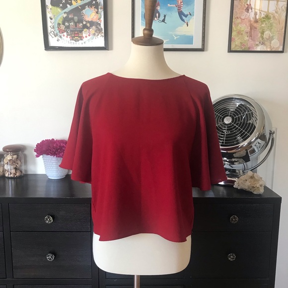 Red Flowy Crop Top - Picture 1 of 5